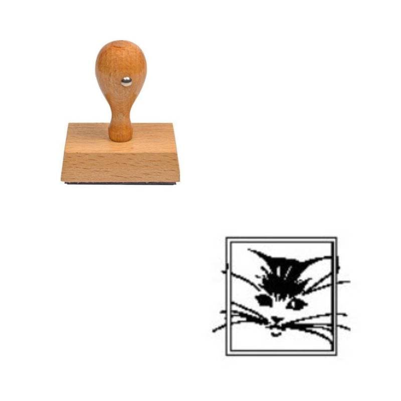 Tampon animaux Chaton moustache en bois — vue 1