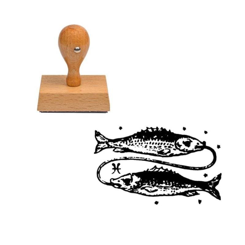 Tampon astrologique Poisson en bois — vue 1