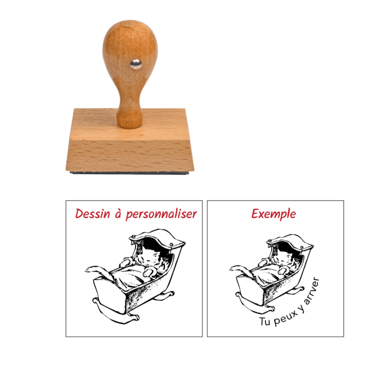 Tampon enseignant courage continue landau en bois à personnaliser n°70
