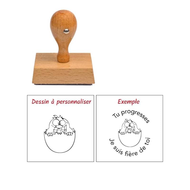 Tampon enseignant continue tes efforts en bois à personnaliser n°79 — vue 1
